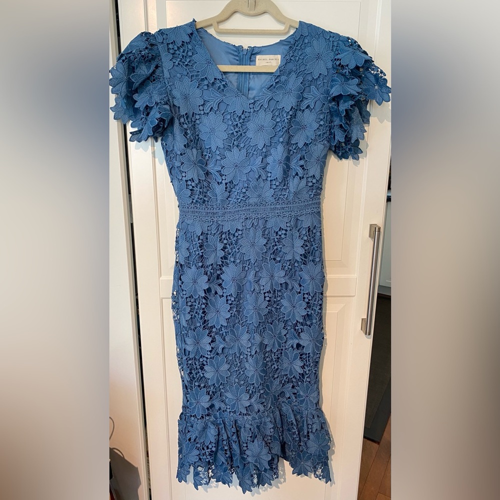 Rachel Parcell Lace Floral Dress Formal Blue Sz Small